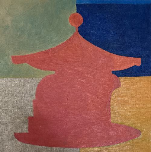 Roter Pavillion, �l auf Leinwand, 6/2022